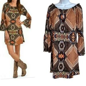 Cowgirl Justice Western Aztec Dress Small Tribal Geometric Farmhouse